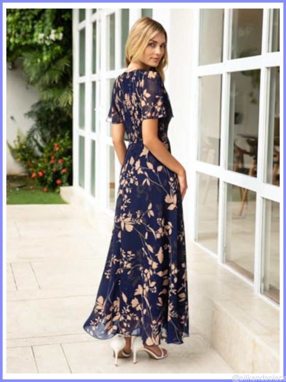 Women's Floral Maxi Dress Boho Chiffon Summer Beach Vacation - Picture 3 of 6
